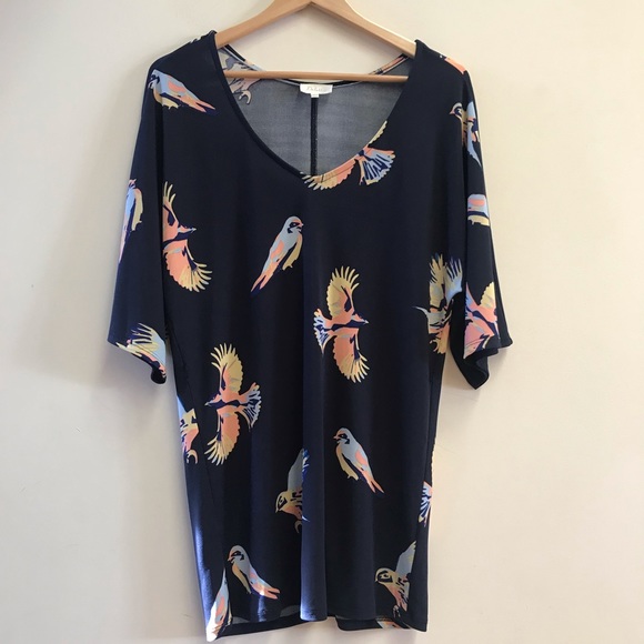 Anthropologie Deletta kimono bird navy tunic top - Picture 3 of 6